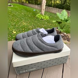 🩶MEN’S SUN AND STONE DEREK GREY QUILTED SLIPPERS 10.5